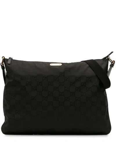 Pre-owned Gucci 2016-2025 Gg Nylon Crossbody Bag In Black