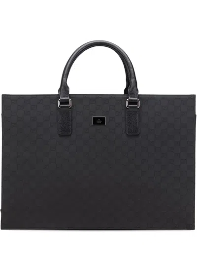 Pre-owned Gucci 2016-2025 Gg Nylon Executive Business Bag In Black