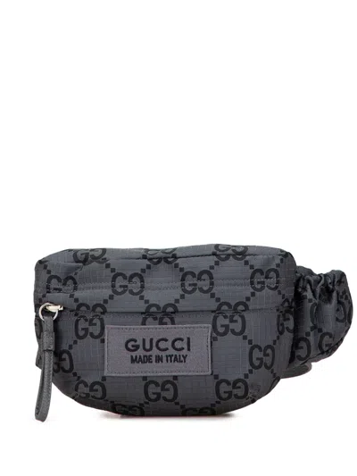 Pre-owned Gucci 2016-2025 Gg Nylon Ripstop Belt Bag In Gray