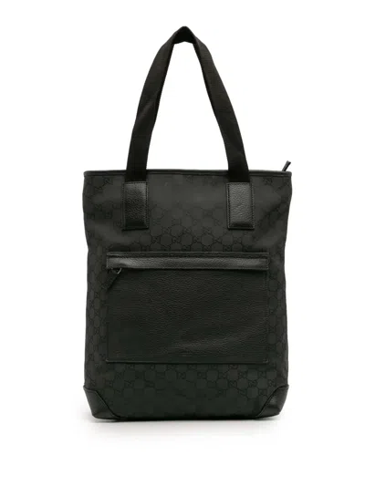 Pre-owned Gucci 2016-2025 Gg Nylon Tote Bag In Black