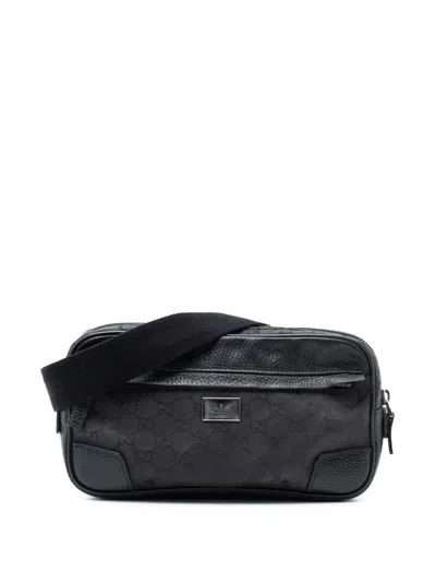 Pre-owned Gucci 2016-2025 Gg Nylon Waist Sling Bag Belt Bag In Black
