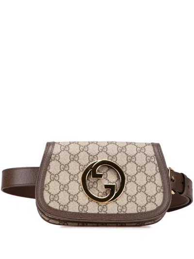 Pre-owned Gucci 2016-2025 Gg Supreme Blondie Belt Bag In Brown