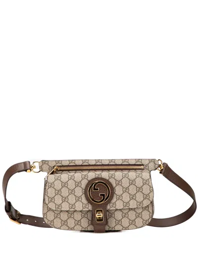 Pre-owned Gucci 2016-2025 Gg Supreme Blondie Belt Bag In Brown