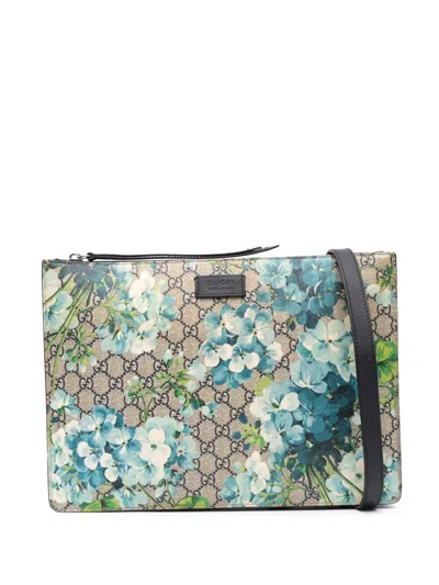 Pre-owned Gucci 2016-2025 Gg Supreme Blooms Crossbody Bag In Brown