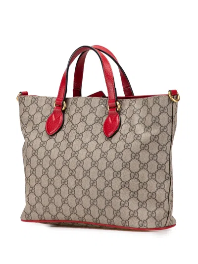 Pre-owned Gucci 2016-2025 Gg Supreme Bosco Web Satchel In Brown