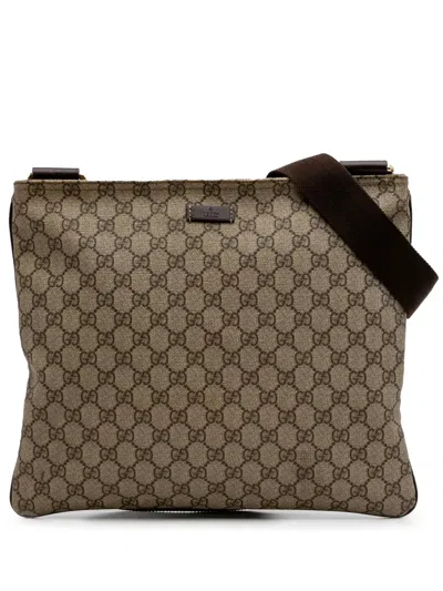 Pre-owned Gucci 2016-2025 Gg Supreme Crossbody Bag In Brown