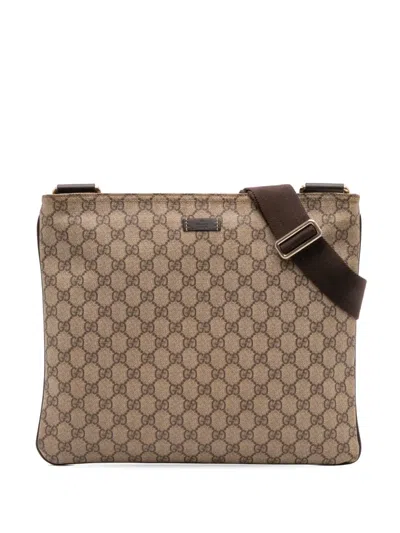 Pre-owned Gucci 2016-2025 Gg Supreme Crossbody Bag In Brown