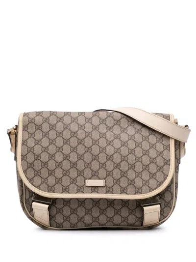 Pre-owned Gucci 2016-2025 Gg Supreme Crossbody Bag In Brown