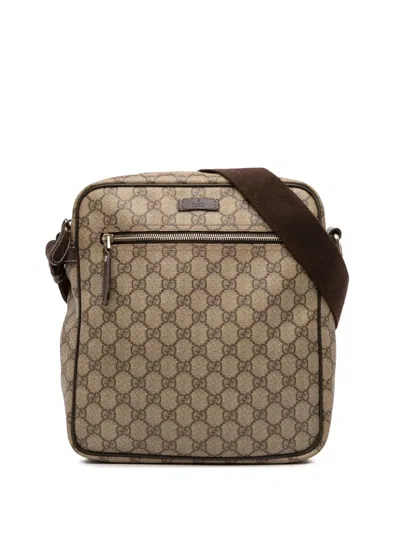 Pre-owned Gucci 2016-2025 Gg Supreme Crossbody Bag In Brown
