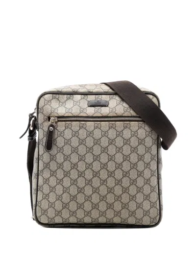 Pre-owned Gucci 2016-2025 Gg Supreme Crossbody Bag In Brown