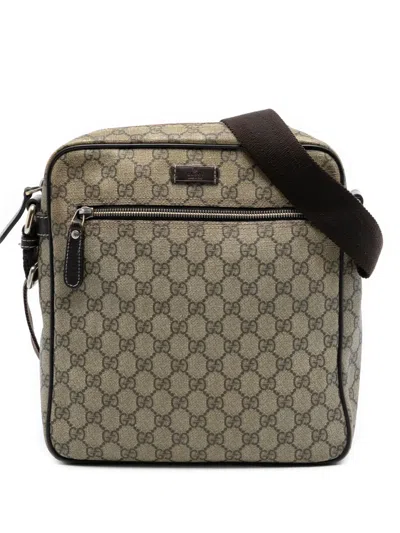 Pre-owned Gucci 2016-2025 Gg Supreme Crossbody Bag In Brown