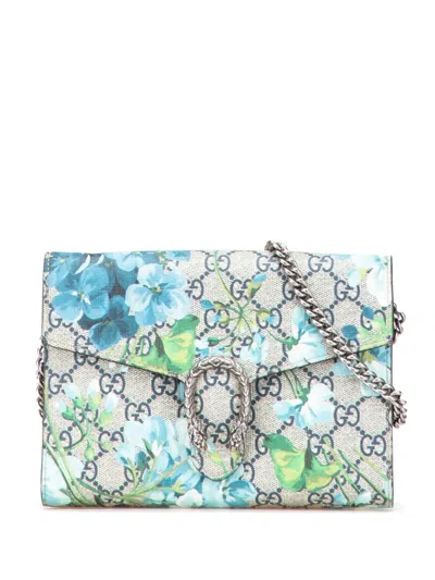 Pre-owned Gucci 2016-2025 Gg Supreme Dionysus Blooms Chain Wallet Crossbody Bag In Brown