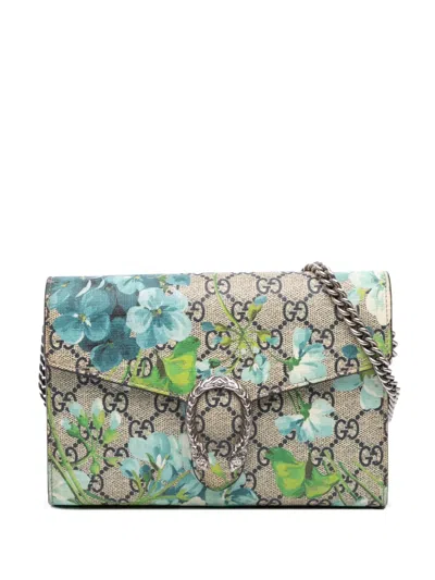Pre-owned Gucci 2016-2025 Gg Supreme Dionysus Blooms Chain Wallet Crossbody Bag In Brown