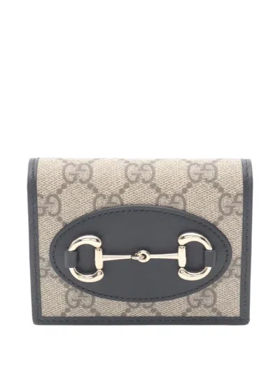 Pre-owned Gucci 2016-2025 Gg Supreme Horsebit 1955 Wallet Small Wallets In Brown