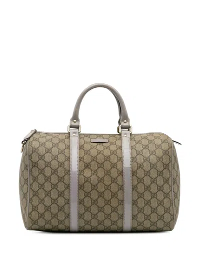 Pre-owned Gucci 2016-2025 Gg Supreme Joy Boston Bag In Brown