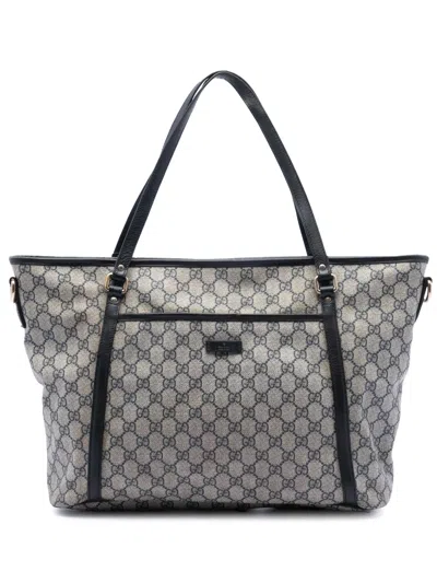 Pre-owned Gucci 2016-2025 Gg Supreme Joy Convertible Tote Satchel In Brown