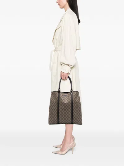 Pre-owned Gucci 2016-2025 Gg Supreme Joy Tote Bag In Brown