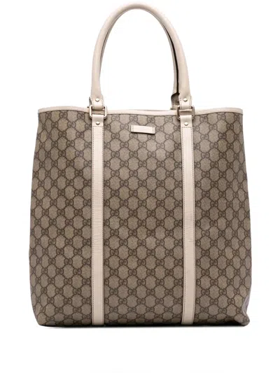 Pre-owned Gucci 2016-2025 Gg Supreme Joy Tote Bag In Brown