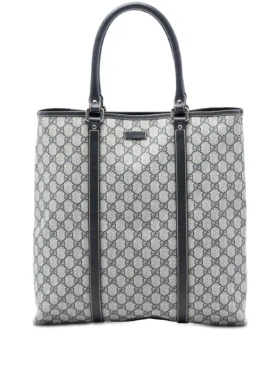 Pre-owned Gucci 2016-2025 Gg Supreme Joy Vertical Tote Bag In Brown