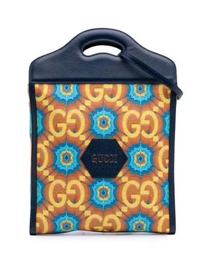 Pre-owned Gucci 2016-2025 Gg Supreme Kaleidoscope Tote Satchel In Blue