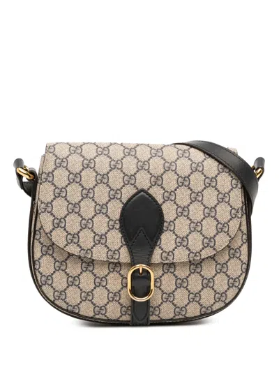 Pre-owned Gucci 2016-2025 Gg Supreme Linea A Crossbody Bag In Blue