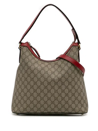 Pre-owned Gucci 2016-2025 Gg Supreme Linea A Satchel In Brown