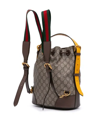 Pre-owned Gucci 2016-2025 Gg Supreme Neo Vintage Drawstring Bucket Bag
