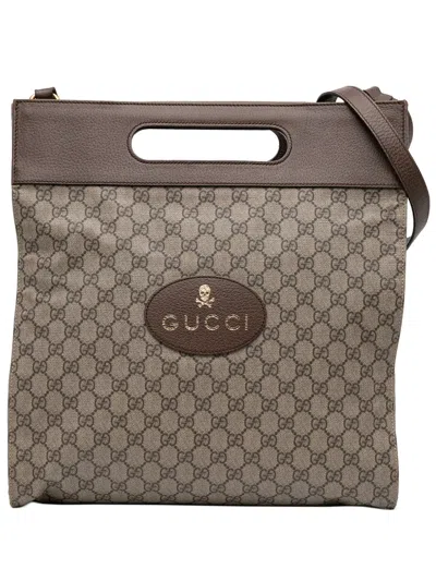 Pre-owned Gucci 2016-2025 Gg Supreme Neo Vintage Soft Tote Satchel In Brown