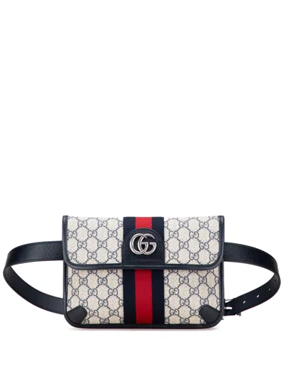 Pre-owned Gucci 2016-2025 Gg Supreme Ophidia Belt Bag In Brown