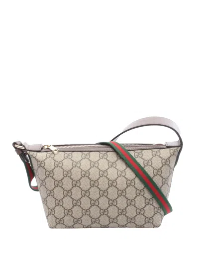 Pre-owned Gucci 2016-2025 Gg Supreme Ophidia Shoulder Bag In Brown