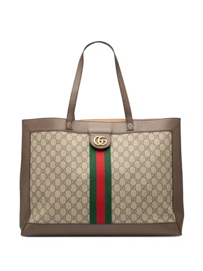 Pre-owned Gucci 2016-2025 Gg Supreme Ophidia Tote Bag In Brown