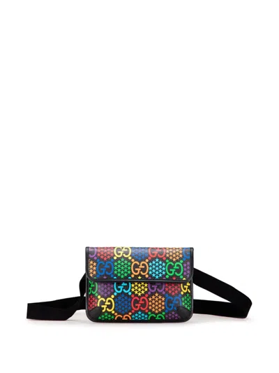 Pre-owned Gucci 2016-2025 Gg Supreme Psychedelic Belt Bag In Black