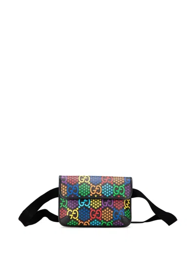 Pre-owned Gucci 2016-2025 Gg Supreme Psychedelic Belt Bag In Black