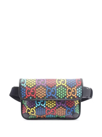 Pre-owned Gucci 2016-2025 Gg Supreme Psychedelic Belt Bag In Black