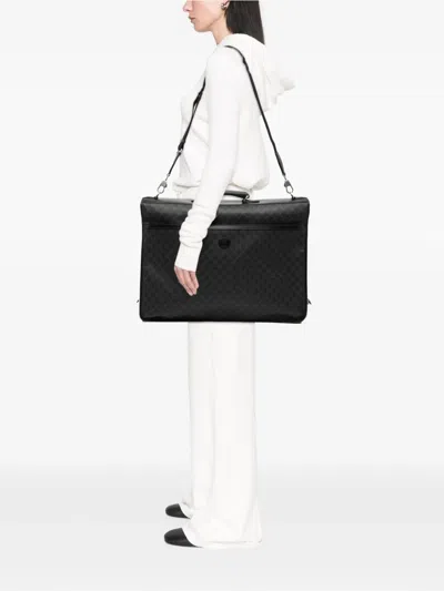 Pre-owned Gucci 2016-2025 Gg Supreme Retro Interlocking G Garment Bag Travel Bag In Black