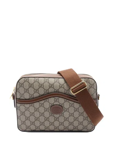 Pre-owned Gucci 2016-2025 Gg Supreme Retro Interlocking G Messenger Bag Crossbody Bag In Brown