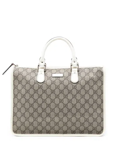 Pre-owned Gucci 2016-2025 Gg Supreme Satchel In Brown