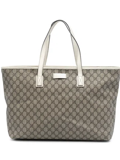 Pre-owned Gucci 2016-2025 Gg Supreme Tote Bag In Brown