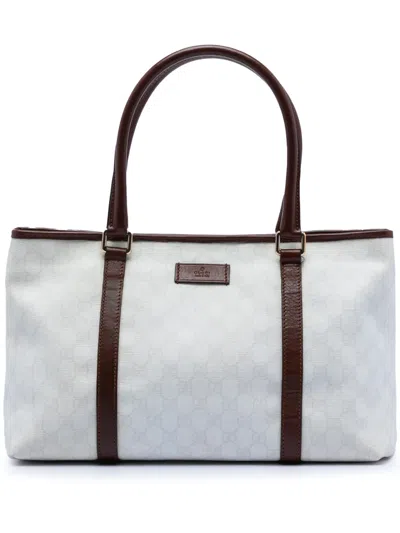 Pre-owned Gucci 2016-2025 Gg Supreme Tote Bag In White