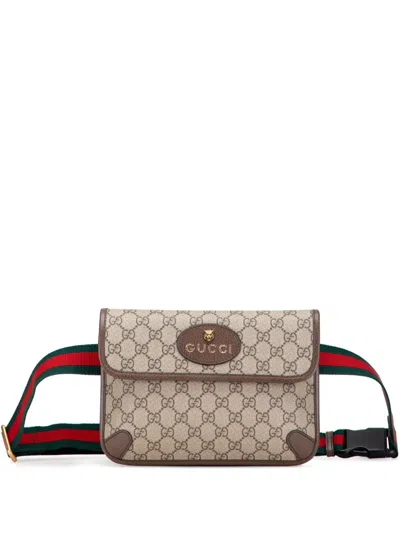 Pre-owned Gucci 2016-2025 Gg Supreme Web Neo Vintage Belt Bag In Brown