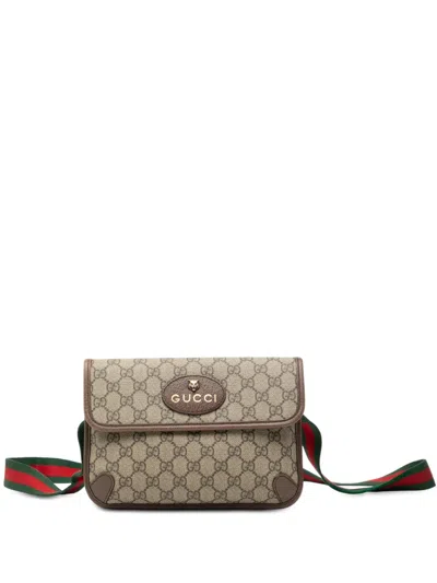 Pre-owned Gucci 2016-2025 Gg Supreme Web Neo Vintage Belt Bag In Brown