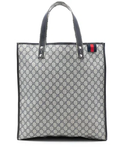 Pre-owned Gucci 2016-2025 Gg Supreme Web Tote Bag In Brown
