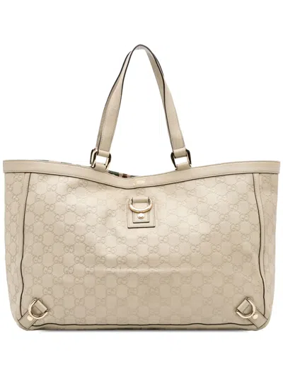 Pre-owned Gucci 2016-2025 Ssima Abbey D Ring Tote Bag In White