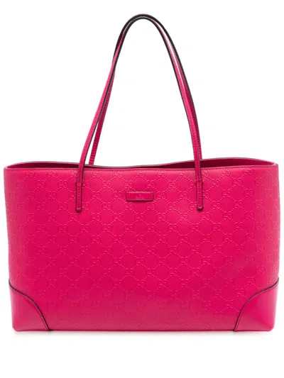Pre-owned Gucci 2016-2025 Ssima Bright Hilary Lux Tote Bag In Pink