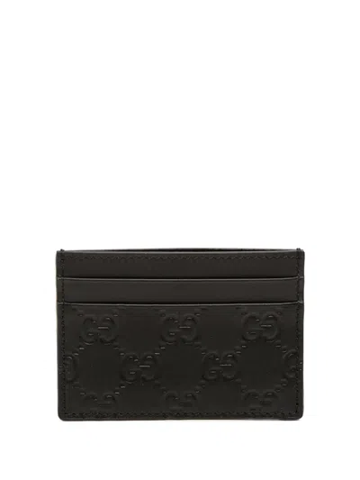 Pre-owned Gucci 2016-2025 Ssima Card Holder In Black