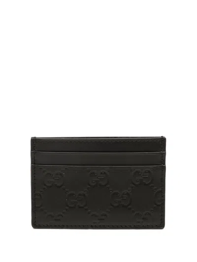 Pre-owned Gucci 2016-2025 Ssima Card Holder In Black