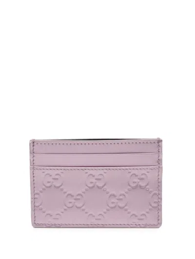 Pre-owned Gucci 2016-2025 Ssima Card Holder In Purple