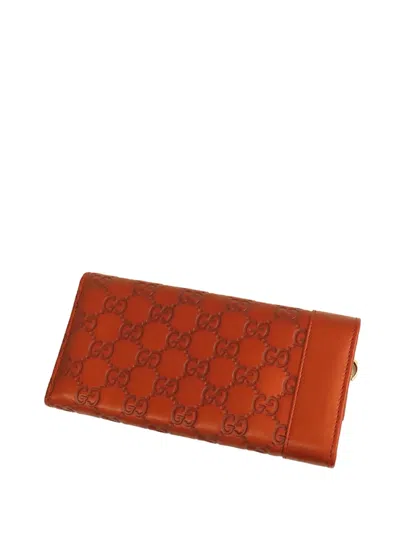 Pre-owned Gucci 2016-2025 Ssima Heart Bit Wallet Long Wallets In Orange
