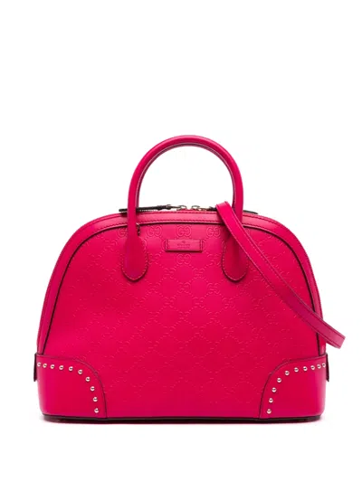 Pre-owned Gucci 2016-2025 Ssima Hilary Lux Dome Satchel In Pink