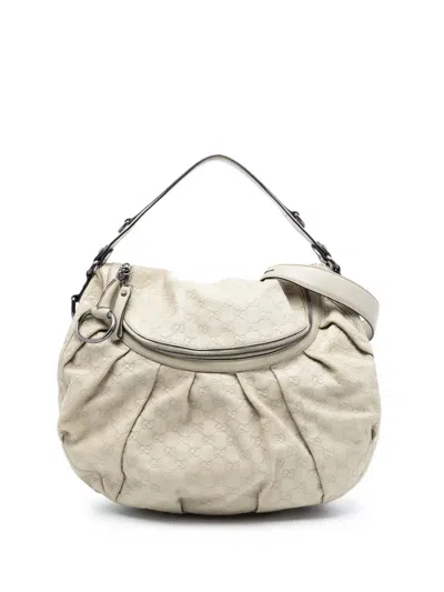 Pre-owned Gucci 2016-2025 Ssima Icon Bit Satchel In White